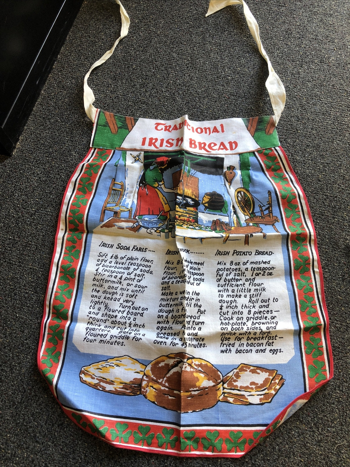 Vintage Tea Towel Apron Traditional Irish Bread Waist Apron0