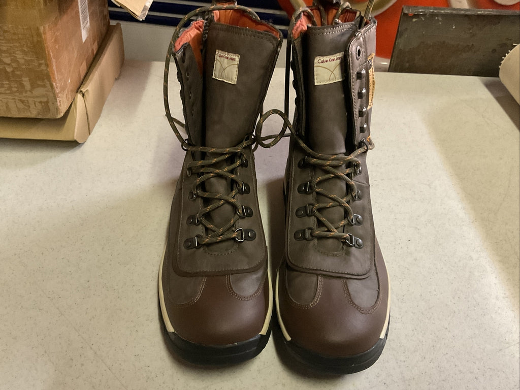 Calvin Klein Jeans BOOT Size 11.5 M Brown  leather lace-up NEW0