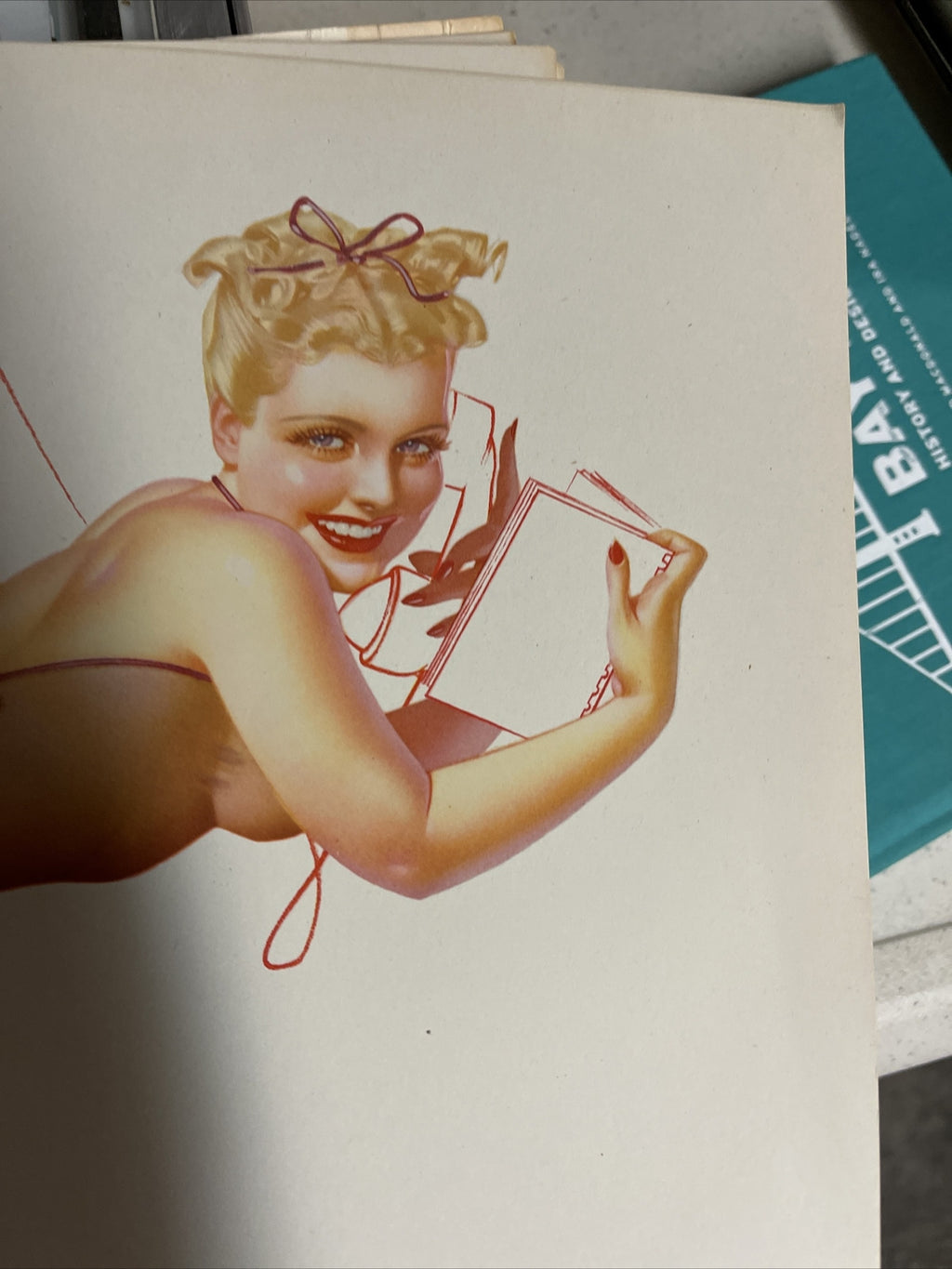 Original 1940s David Perry Pinup Girl Vintage Print 18.5” X 13” Gil Elvgren Era4