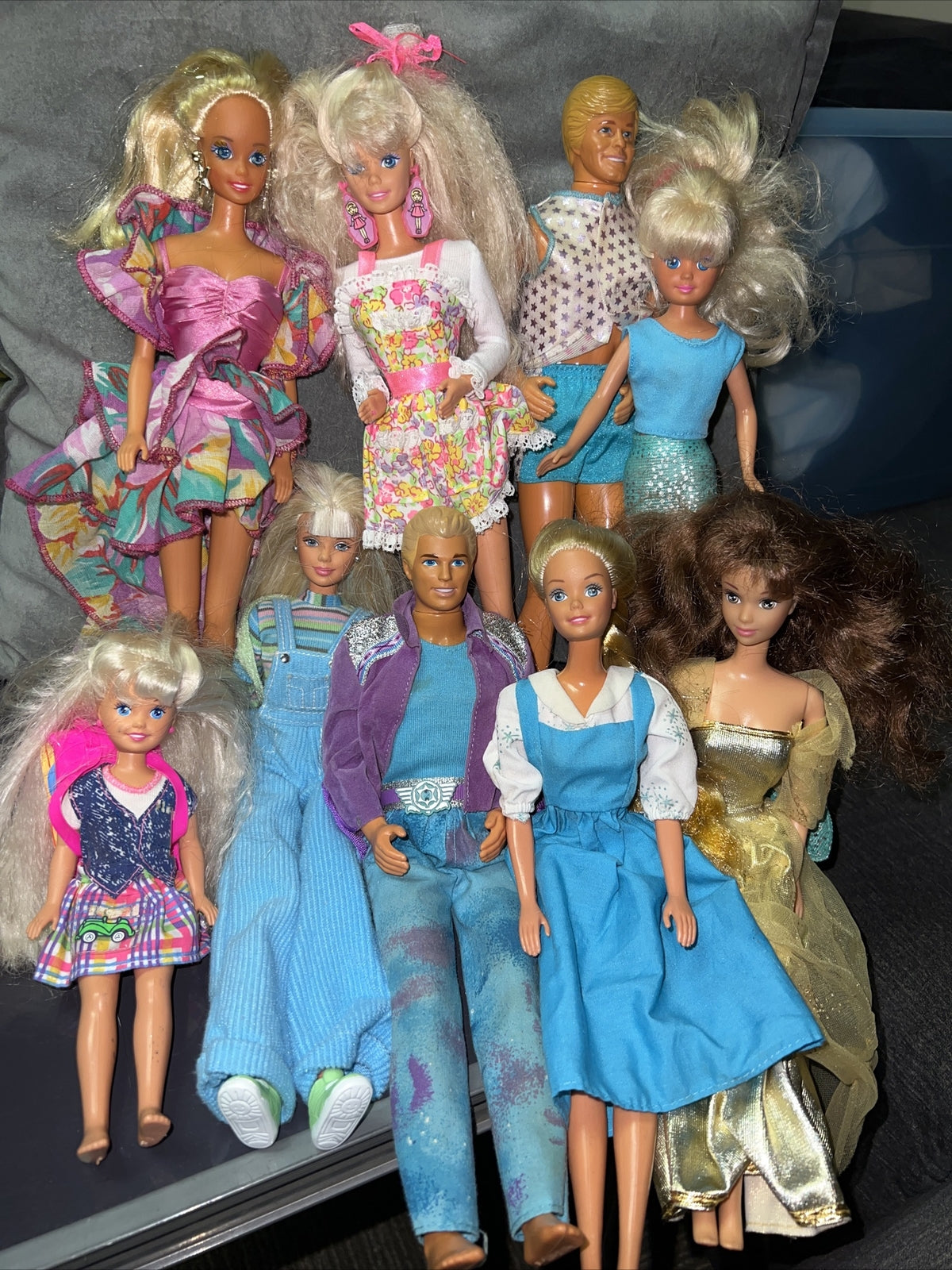 Lot of 9 Vintage Barbie Ken Dolls Various Years And Doll Types1