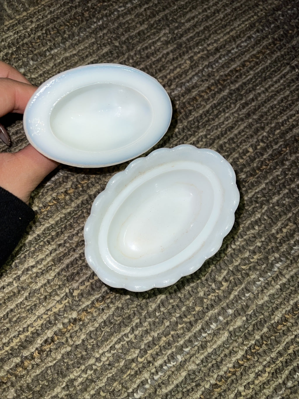 Vintage Indiana Glass Milk White Hen On Nest Candy Dish ! Great Condition3