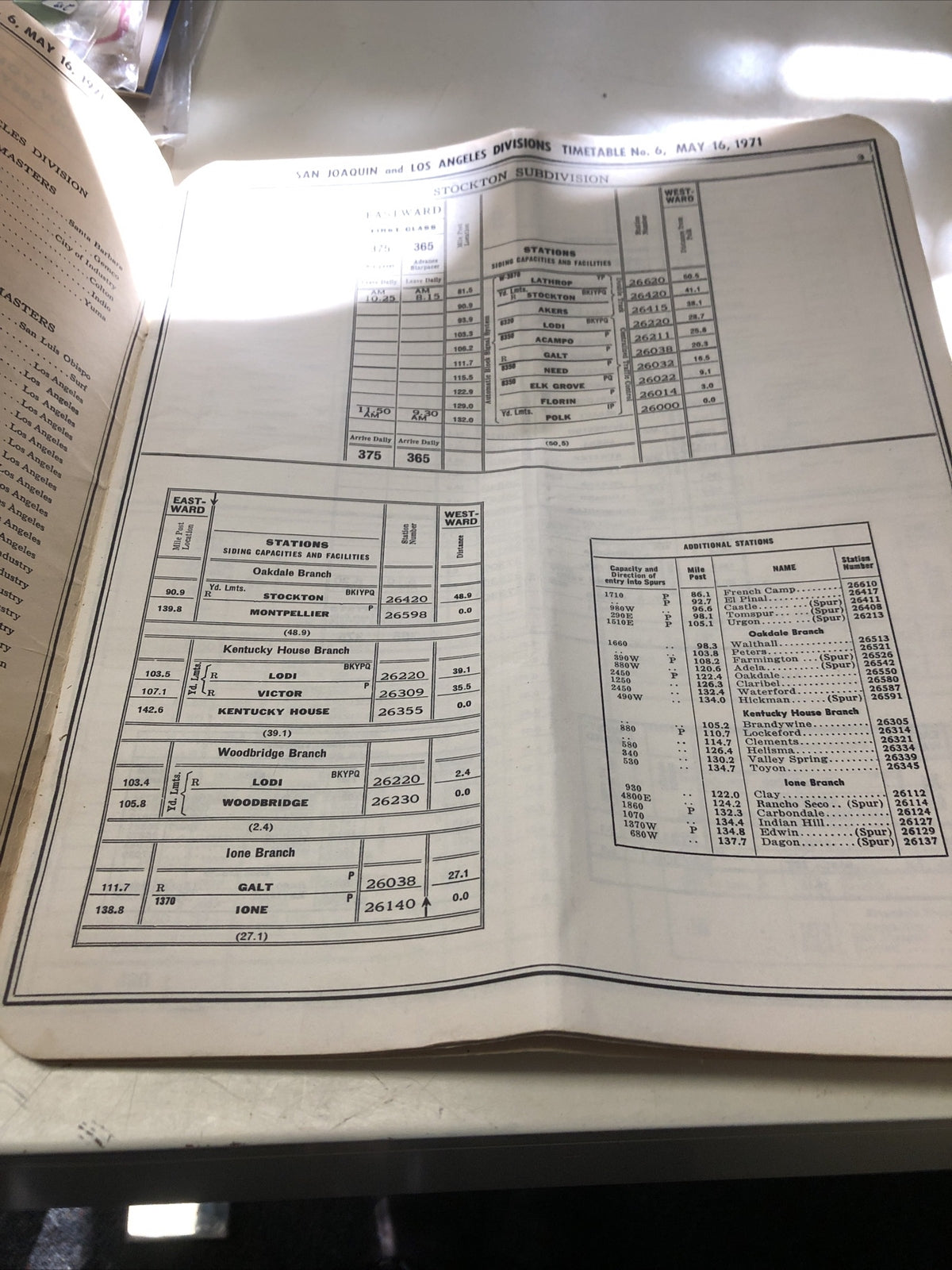 1971 Southern Pacific Company San Joaquin & Los Angeles Division Timetable #64