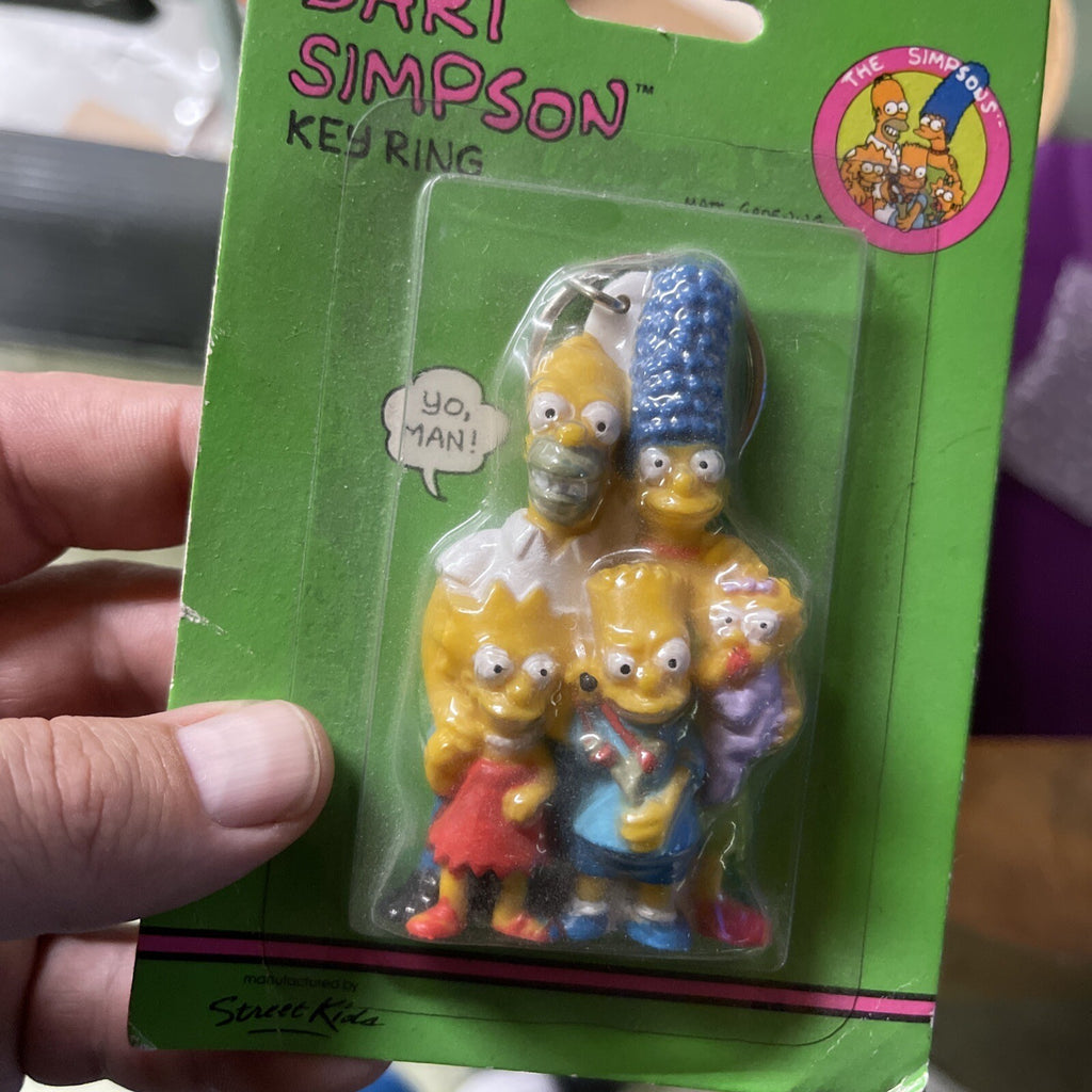 Vintage 1990 The Simpsons Bart Simpson and Keychain In Original Package1