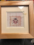 Vintage Framed Ladybug Original Drawing Insects Bug 6.5”x6.5” & 3”x3” Lot Of 20