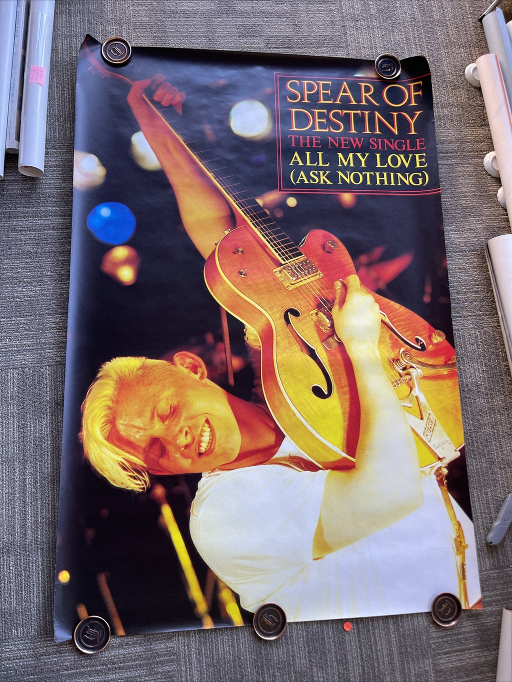 #186 1985 SPEAR OF DESTINY All My Love Record Subway Promo POSTER 60" X 40"0