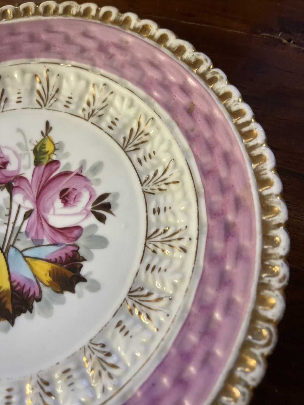 19th century porcelain floral cabinet plate Germany 8.5”4