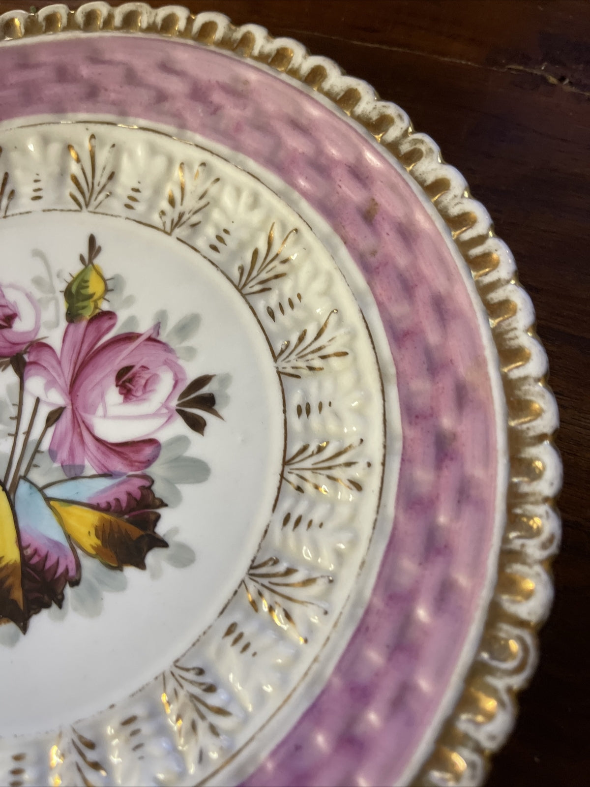 19th century porcelain floral cabinet plate Germany 8.5”4