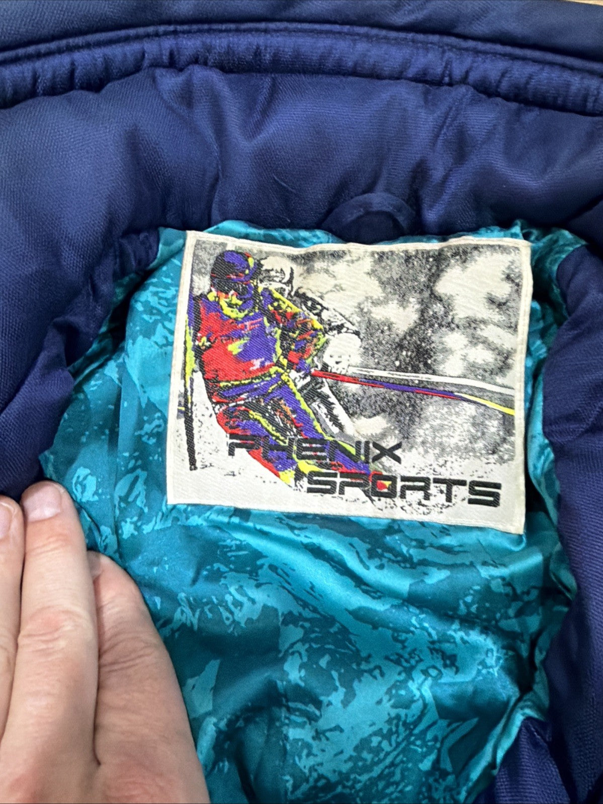 Phenix Sports Ski Jacket 90s Women’s Size 10 Red Blue Snowboard Hidden Hood Zip4