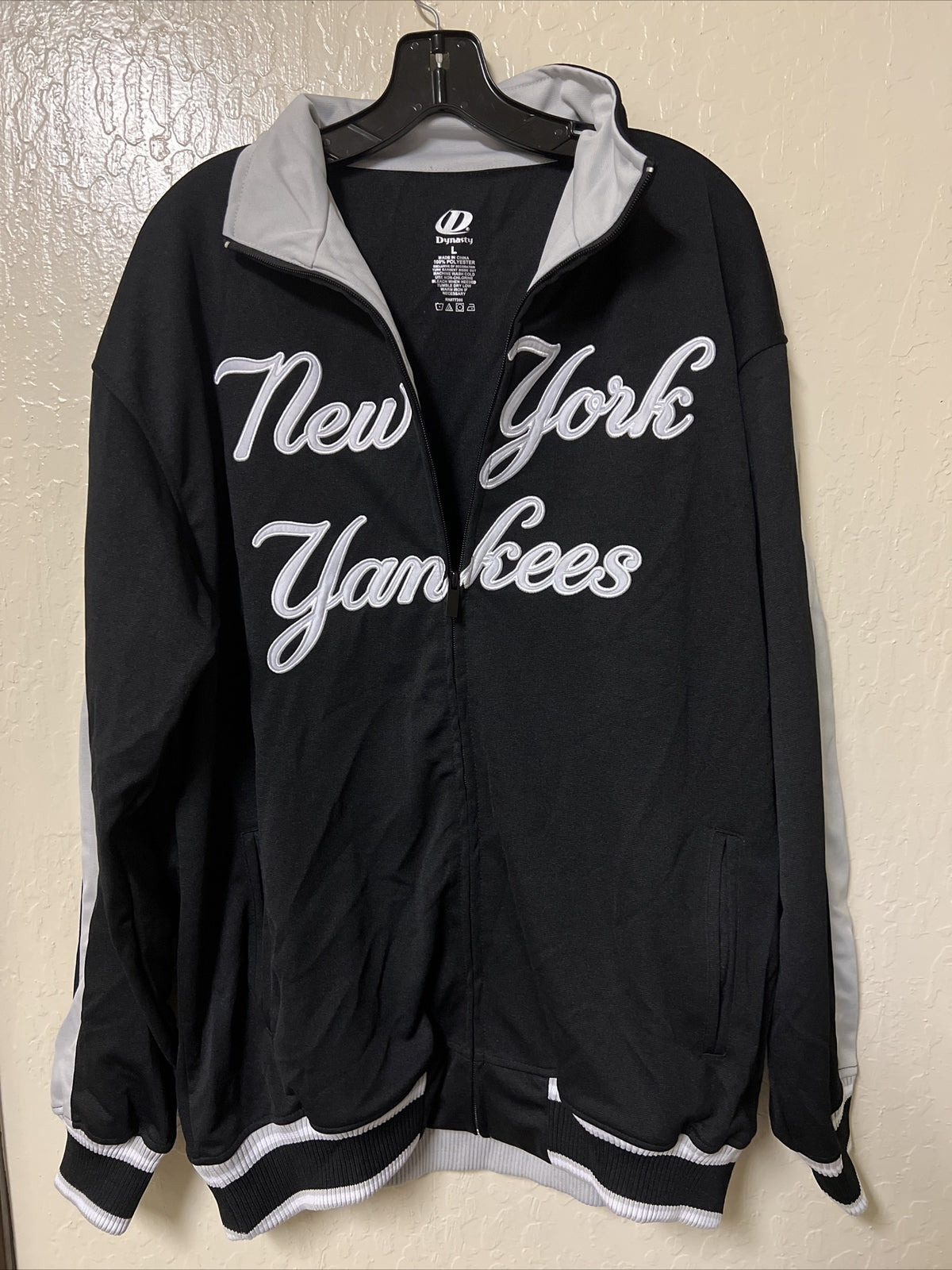 Dynasty New York Yankees Baseball Zip Up Jacket Black and Grey Men Size L0
