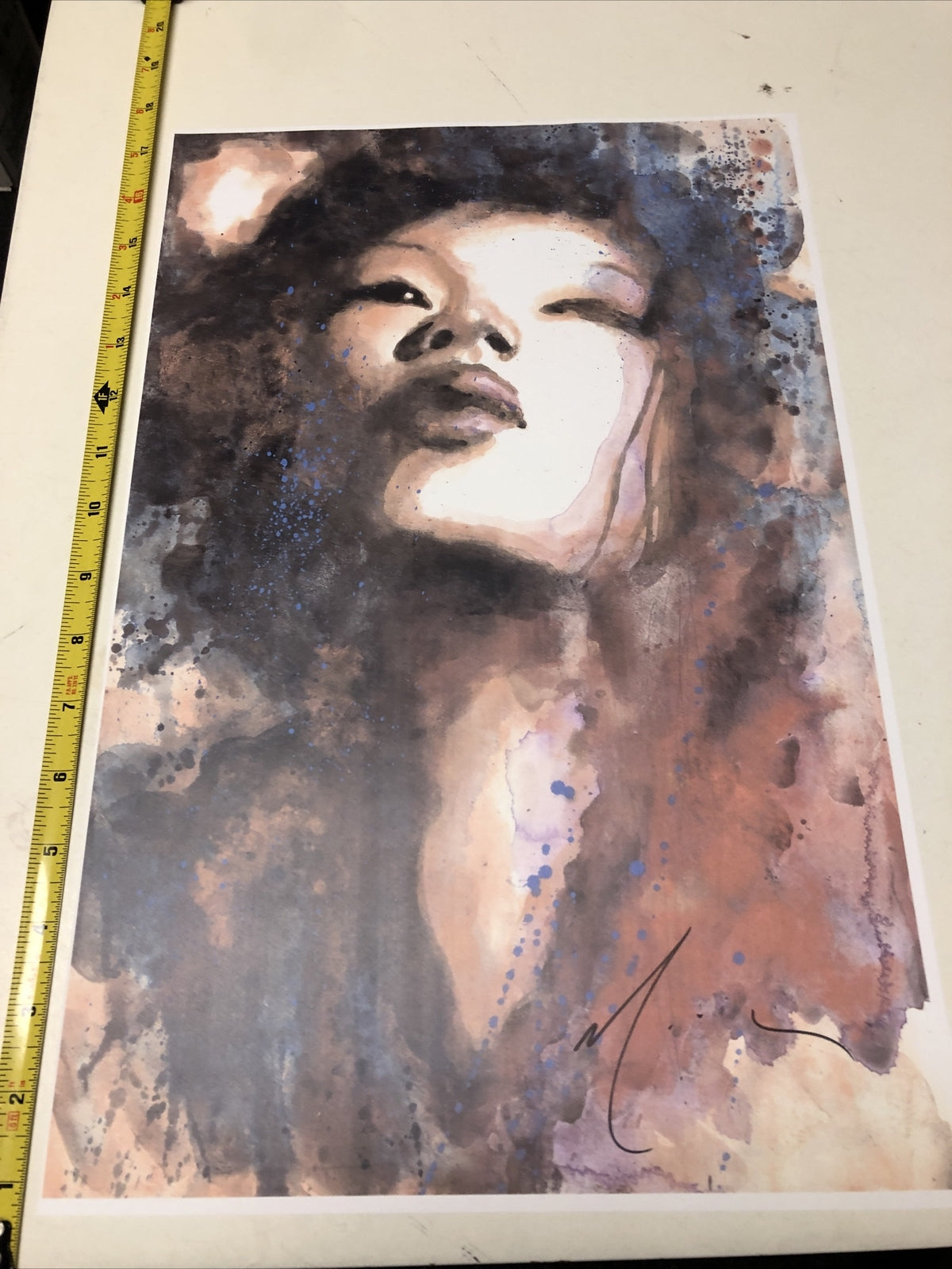 Signed Kabuki Art Print watercolor Style MACK Modern1
