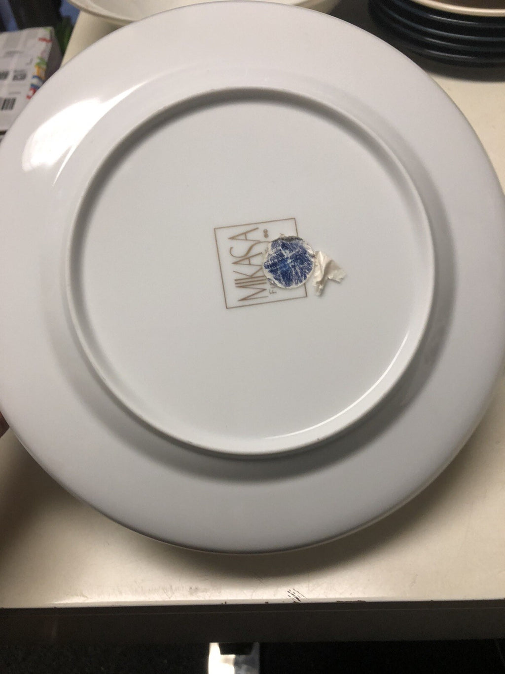 Mikasa Kingsley Rimmed Salad Plate LAC28 Blue & Gold Trim 8.5” Lot Of 22
