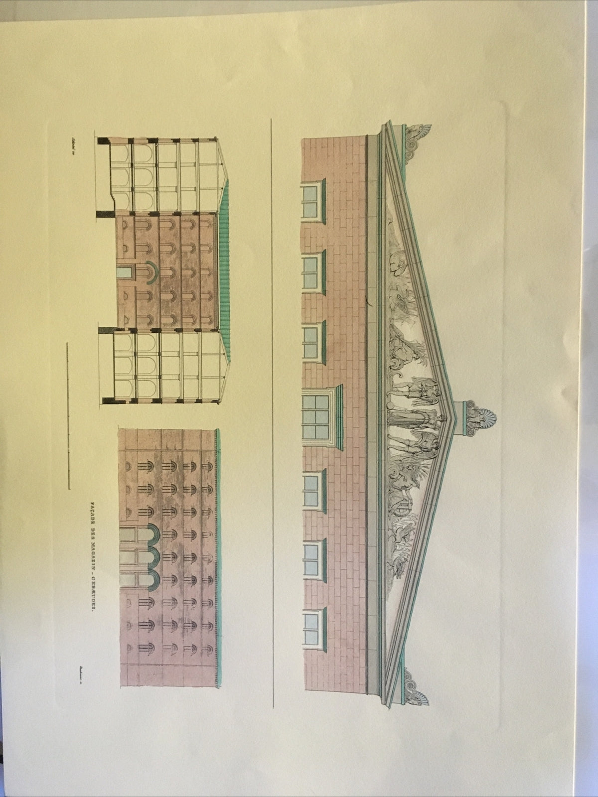 Architecture Art G.F. Thiele Colored Etching "Facade De Magazin Gebaeudes”11
