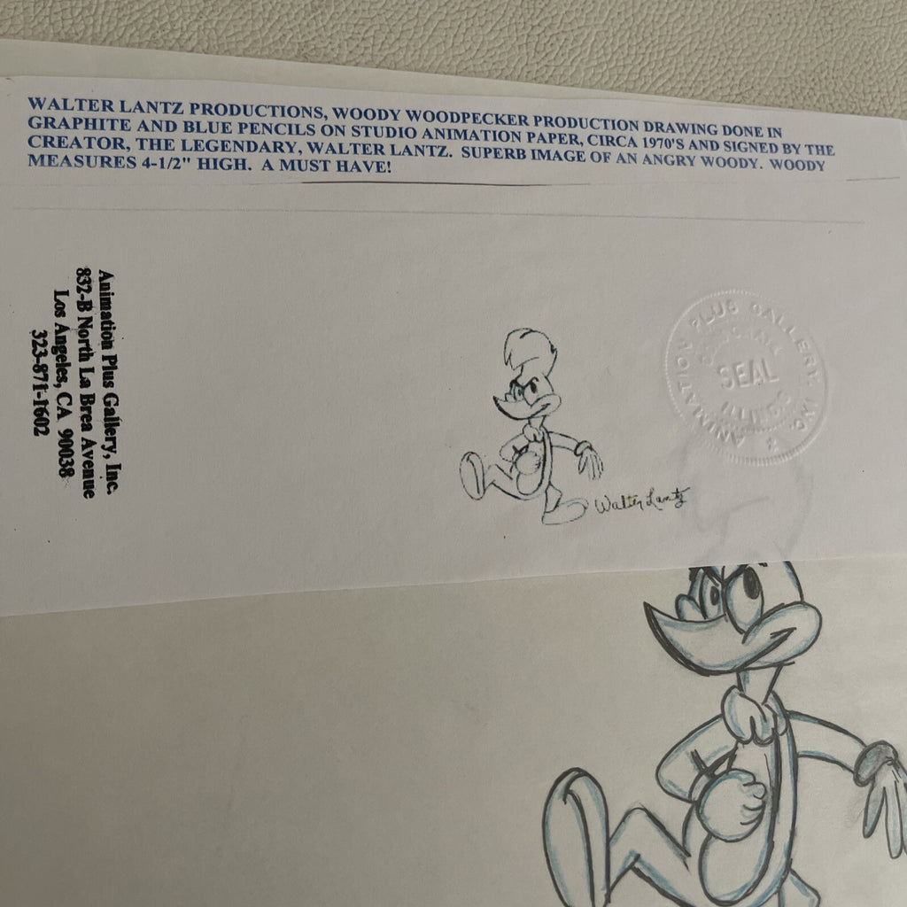 Walter Lantz HAND SIGNED Woody Woodpecker DRAWING ONE OF A KIND RARE W/COA 1970s3