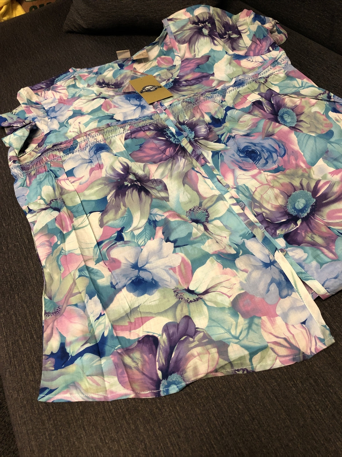 SHAVER LAKE WOMENS FLORAL BLOUSE TOP - SIZE LX MINT JULIP FLOWERS LARGE0