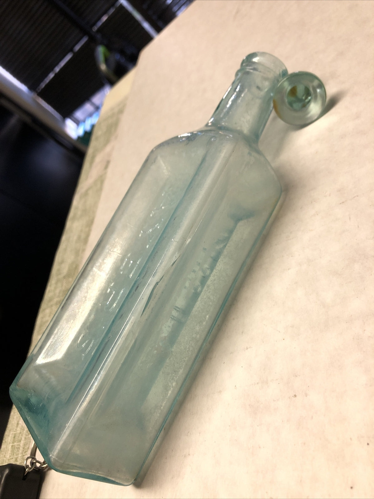 Antique Ayer’s Sarsaparilla Aqua Lowell Mass USA Glass Bottle W/ Lid4