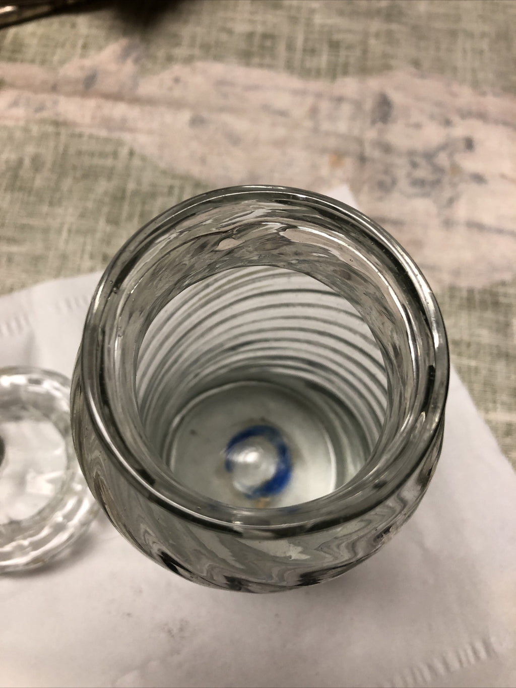 Vintage Clear Swirl Glass Canister With Lid Candy Jar 7.5”x3”6
