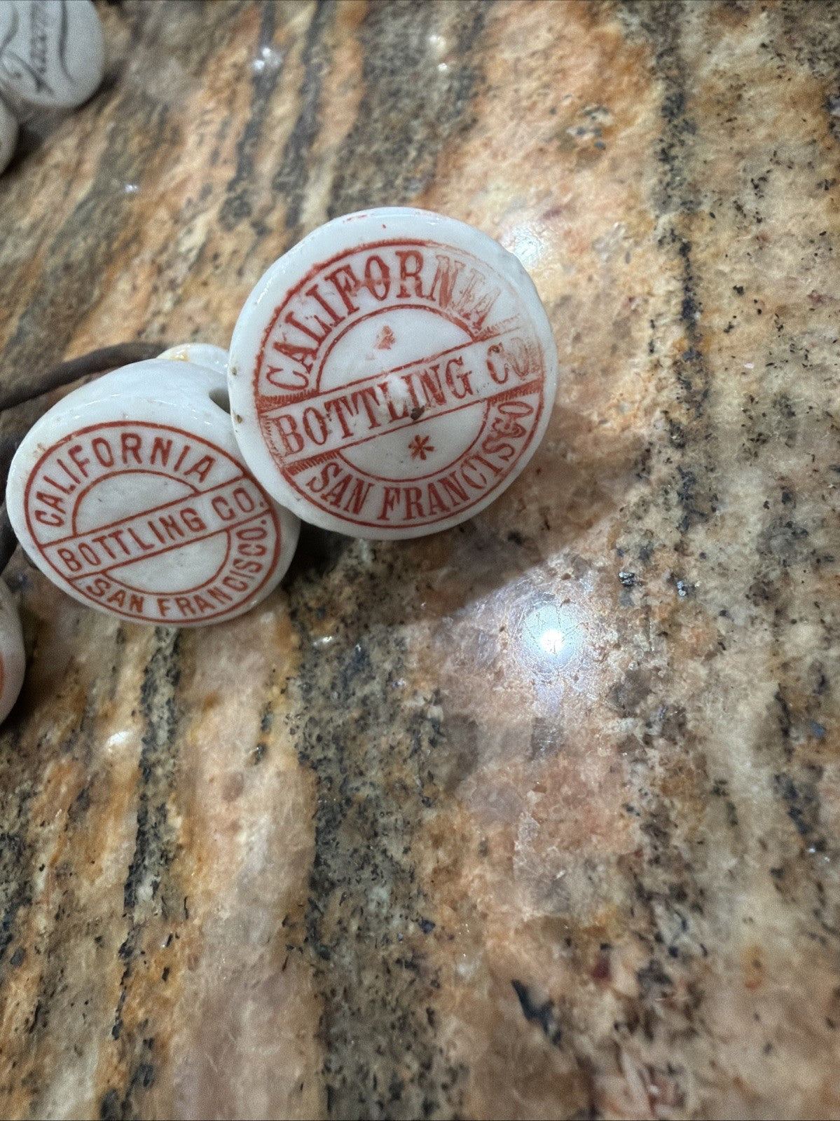 3 Pre-Prohibition Porcelain Beer Bottle Stopper Brewing Co San Francisco1