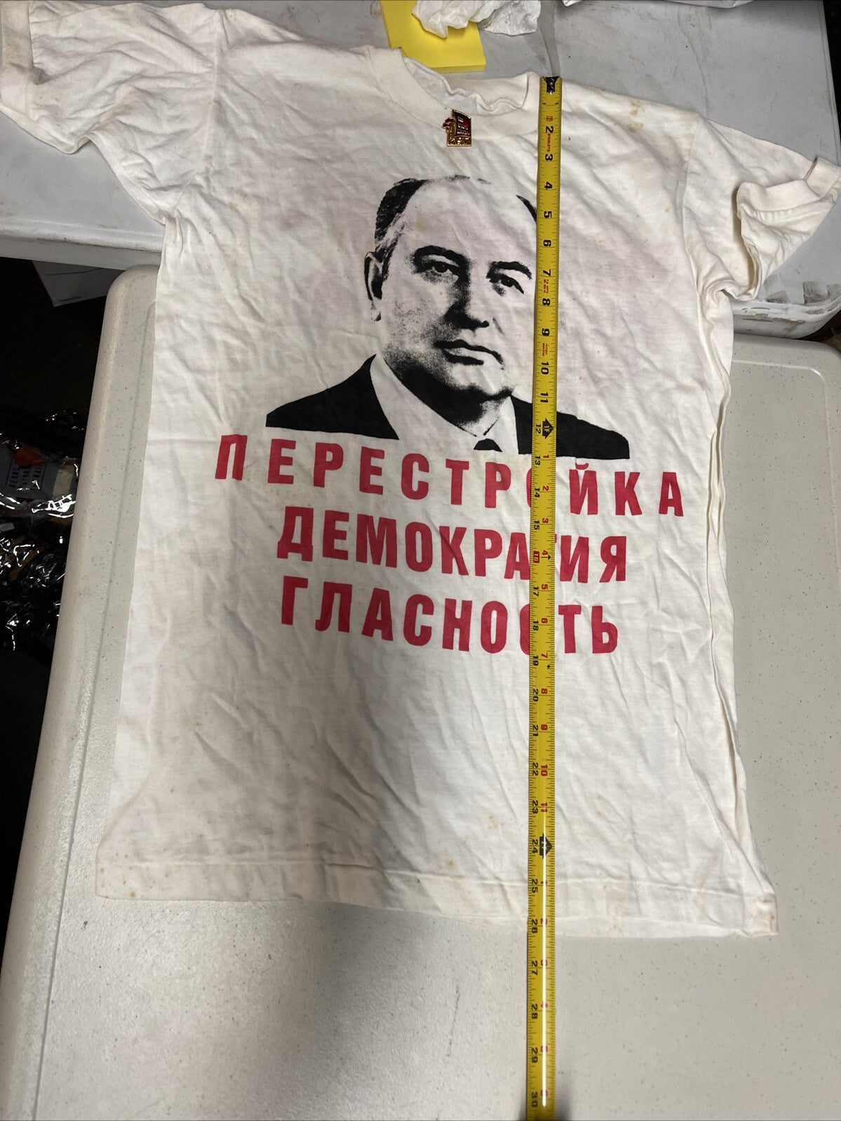 Orig. 1980s Vintage Russia Perestroika Gorbachev t-Shirt Soviet ussr Leningrad9