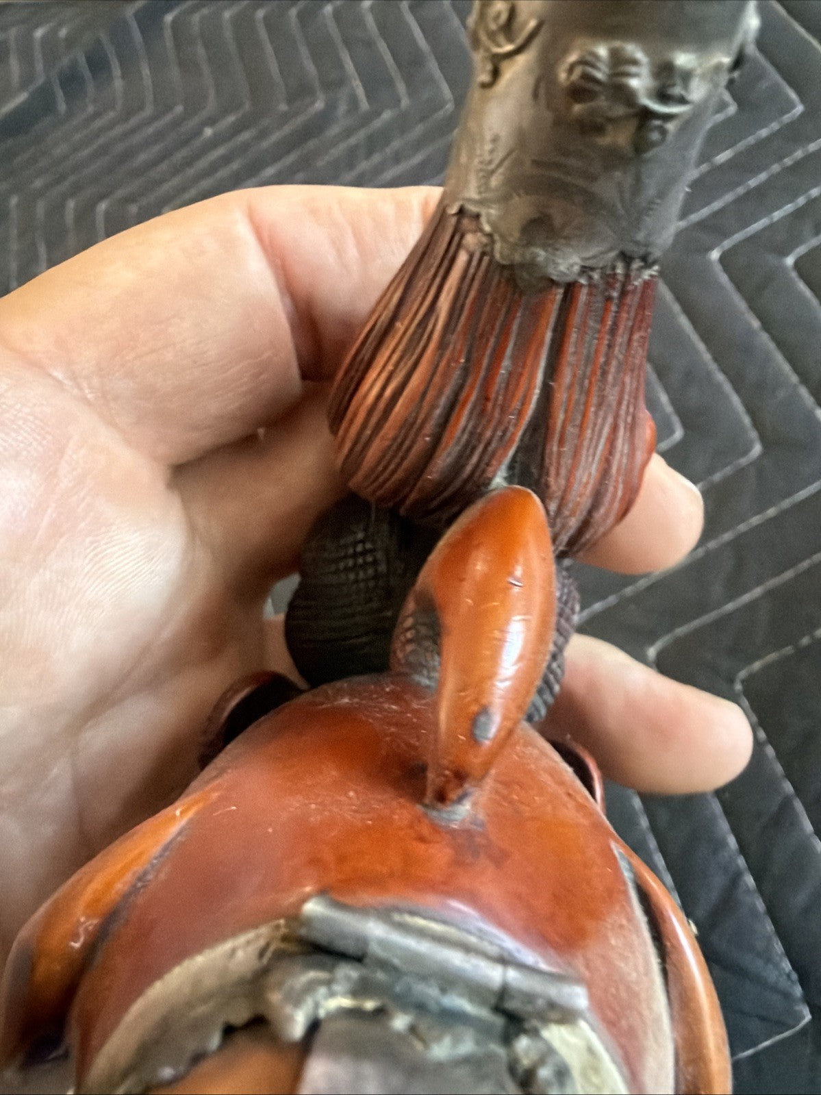 LARGE Antique 1800's carved dragon claw meerschaum pipe Egg Yolk Amber Sterling10