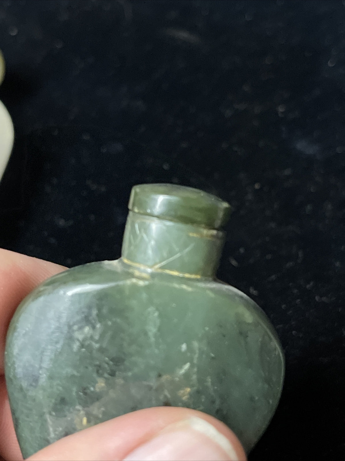 FINE ANTIQUE CHINESE painted JADE SNUFF BOTTLE w LID QING DYNASTY3