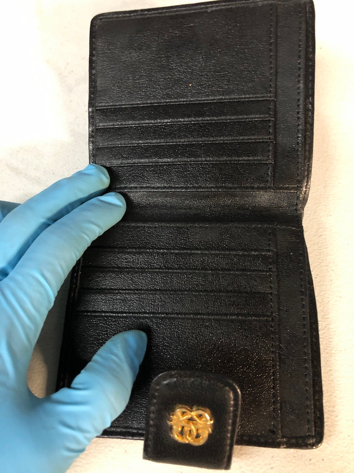 NEW - Brand K- Black Fluffy Squared Real Nice Wallet -Button Close Gold K Sign2