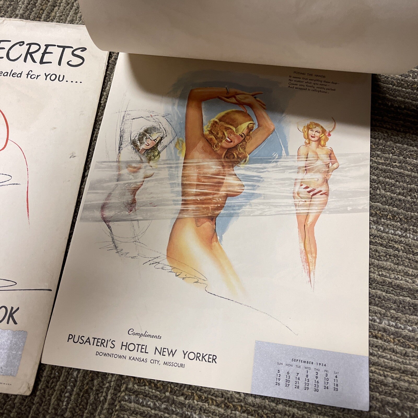 VINTAGE 1954 PIN UP Calendar Complete 12 MONTH Earl Mac Pherson Sketchbook 12.5"7