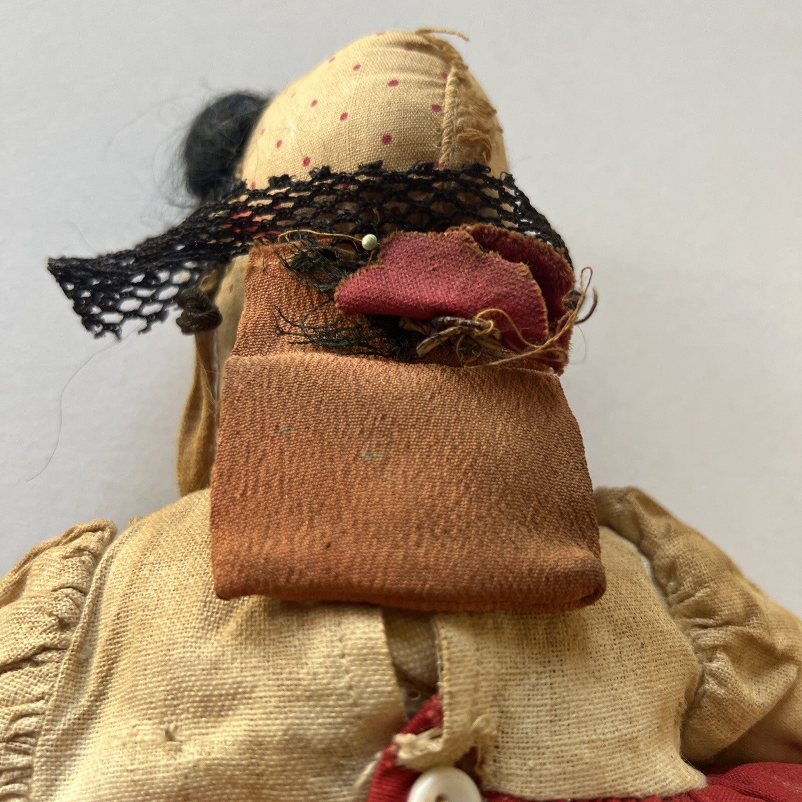Lenci Type Italian * Antique Handmade Cloth Doll Painted Face 12”4
