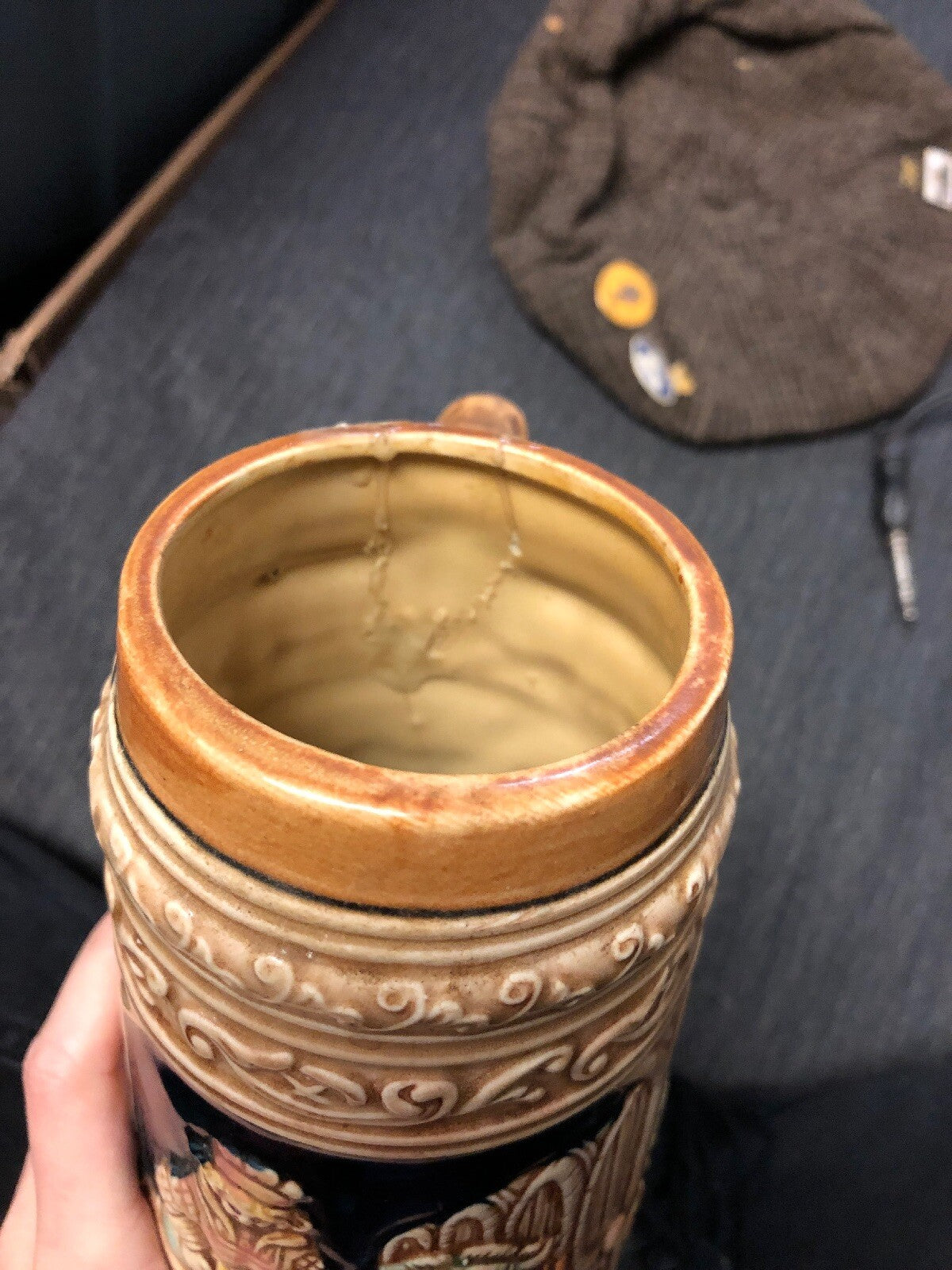 Beer Stein Mug Brown Black 9"3