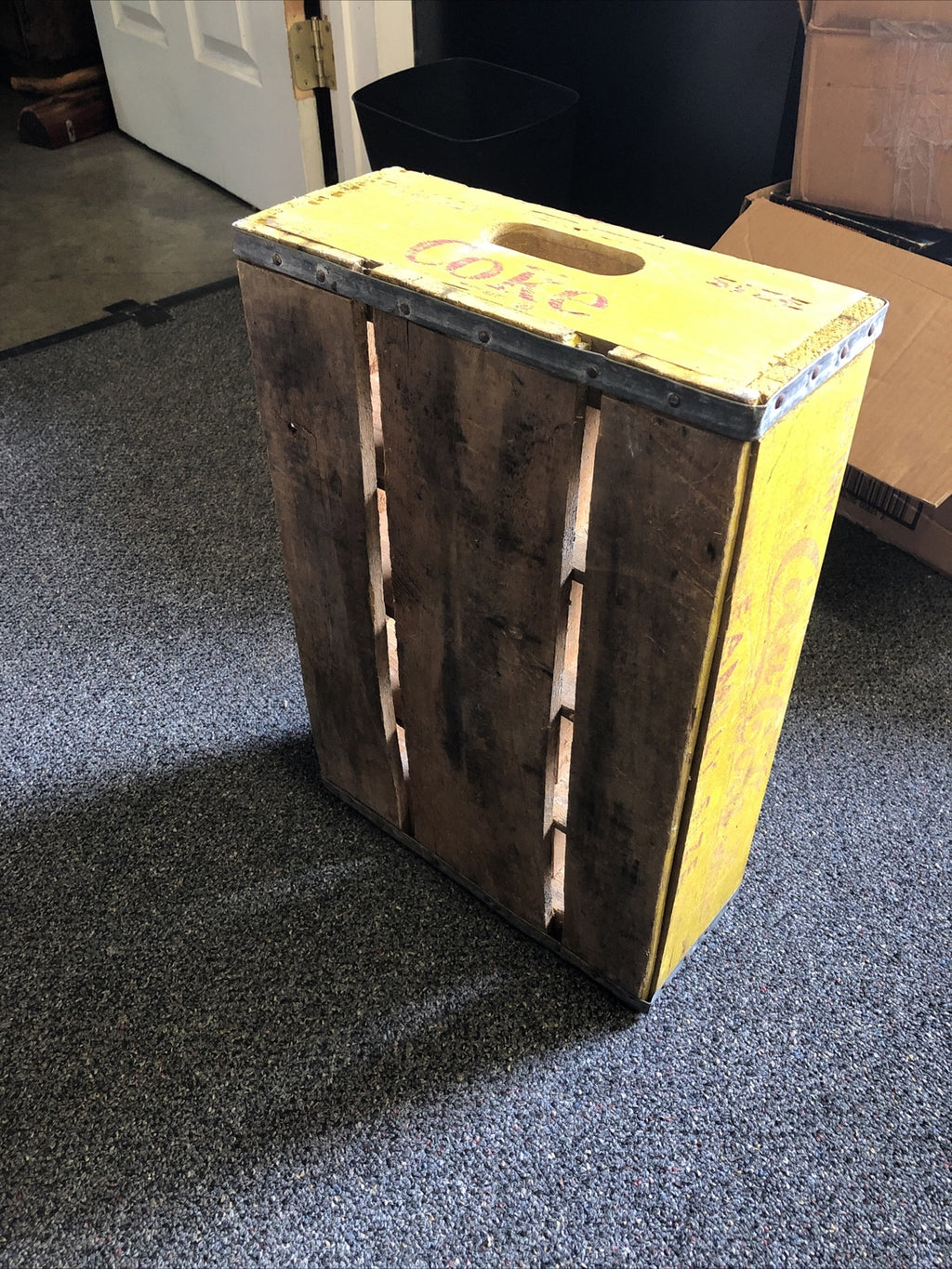 Vintage Yellow Wooden Crate Coke Coca-Cola Family Size Carry’s 128