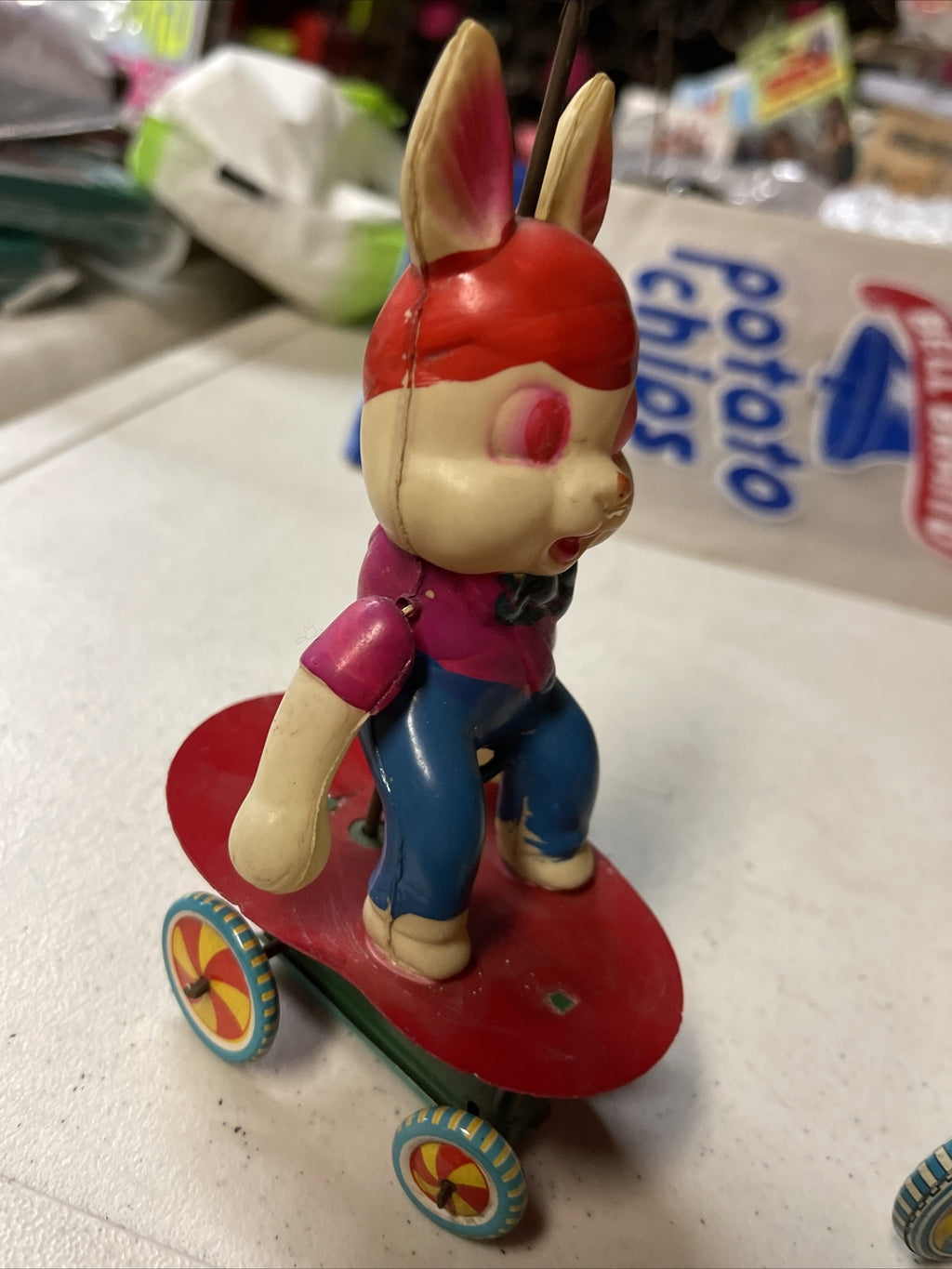 Vintage Tin Toy Lot Of 4  1960s Kanto Litho Wind Up  Rabbit Santa8