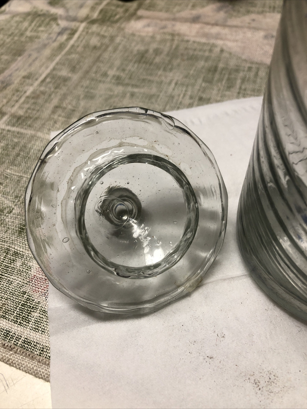Vintage Clear Swirl Glass Canister With Lid Candy Jar 7.5”x3”4