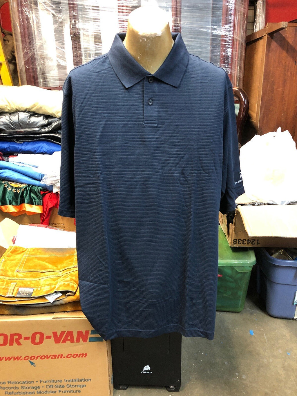 ADIDAS MEN'S GOLF POLO SHIRT, SIZE: XX-LARGE, COLOR: NAVY KBW Custom Made0