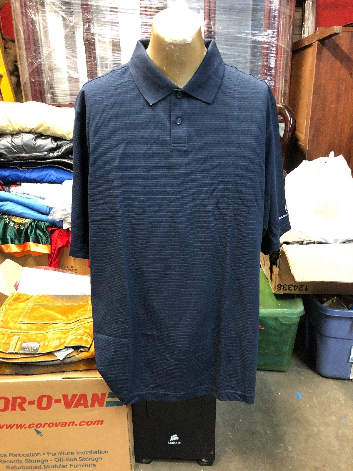 ADIDAS MEN'S GOLF POLO SHIRT, SIZE: XX-LARGE, COLOR: NAVY KBW Custom Made0