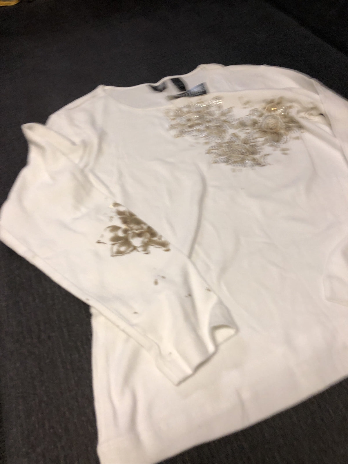 Addition by Chico New With Tags Golden Flowers White Top, Size 3 Large0