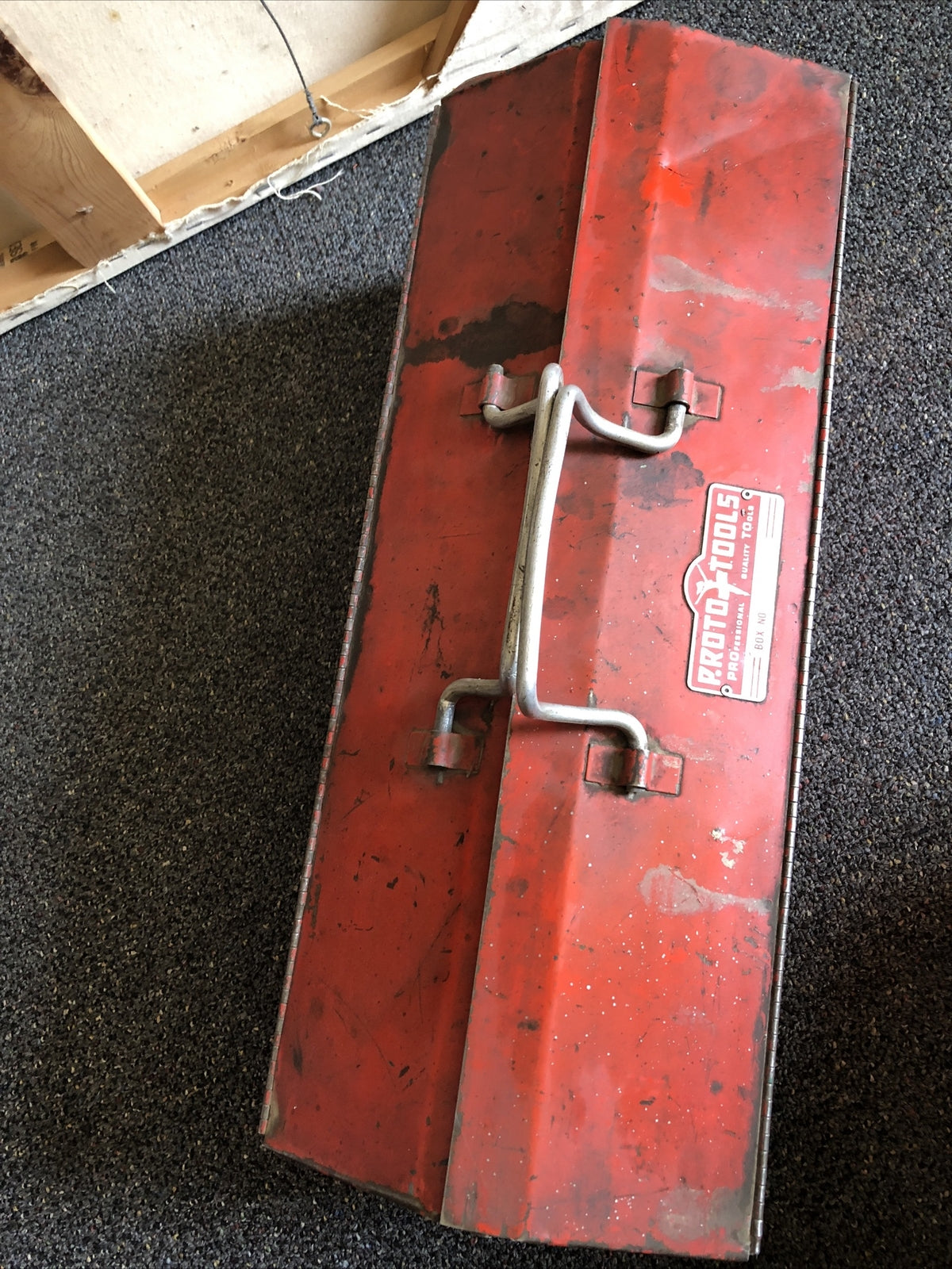 RARE Vintage Red PROTO Tools 100HR Portable Tool Box With Removable Tray 21x8.5”3
