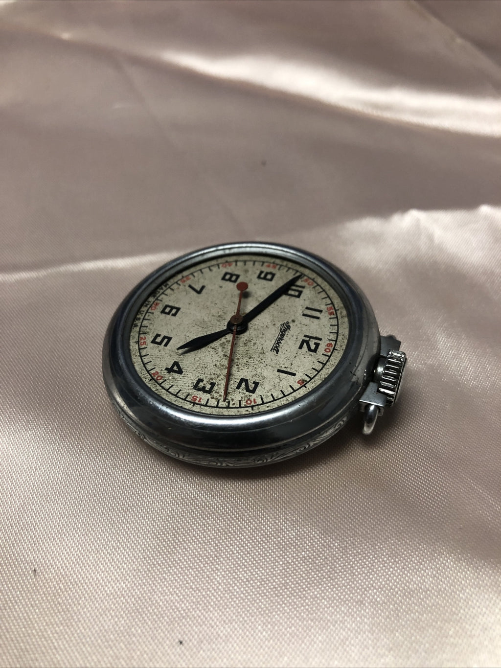 Antique Ingersoll Pocket Watch For Parts Or Repair Missing Front Cover3
