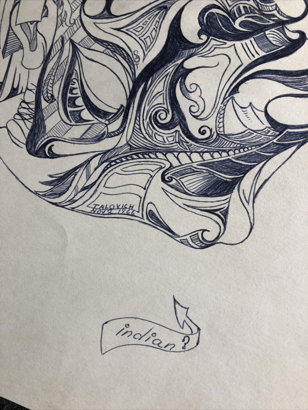 Lot Of 2 Vintage Original Indian Ink Drawings Signed By Artist Talovich 19664
