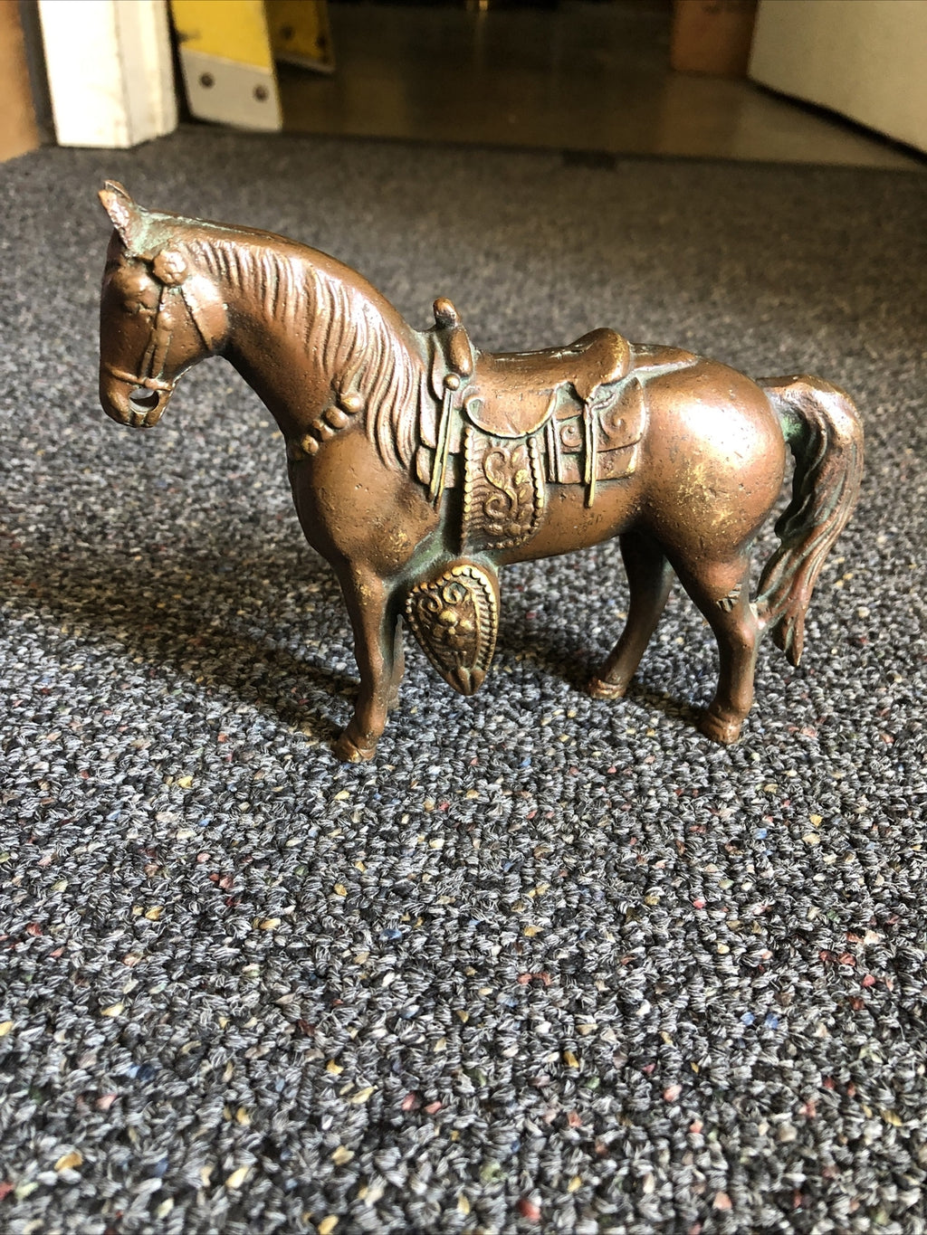 Vintage Miniature Solid Bronze Horse Sculpture Beautifully Crafted 6”X5”0