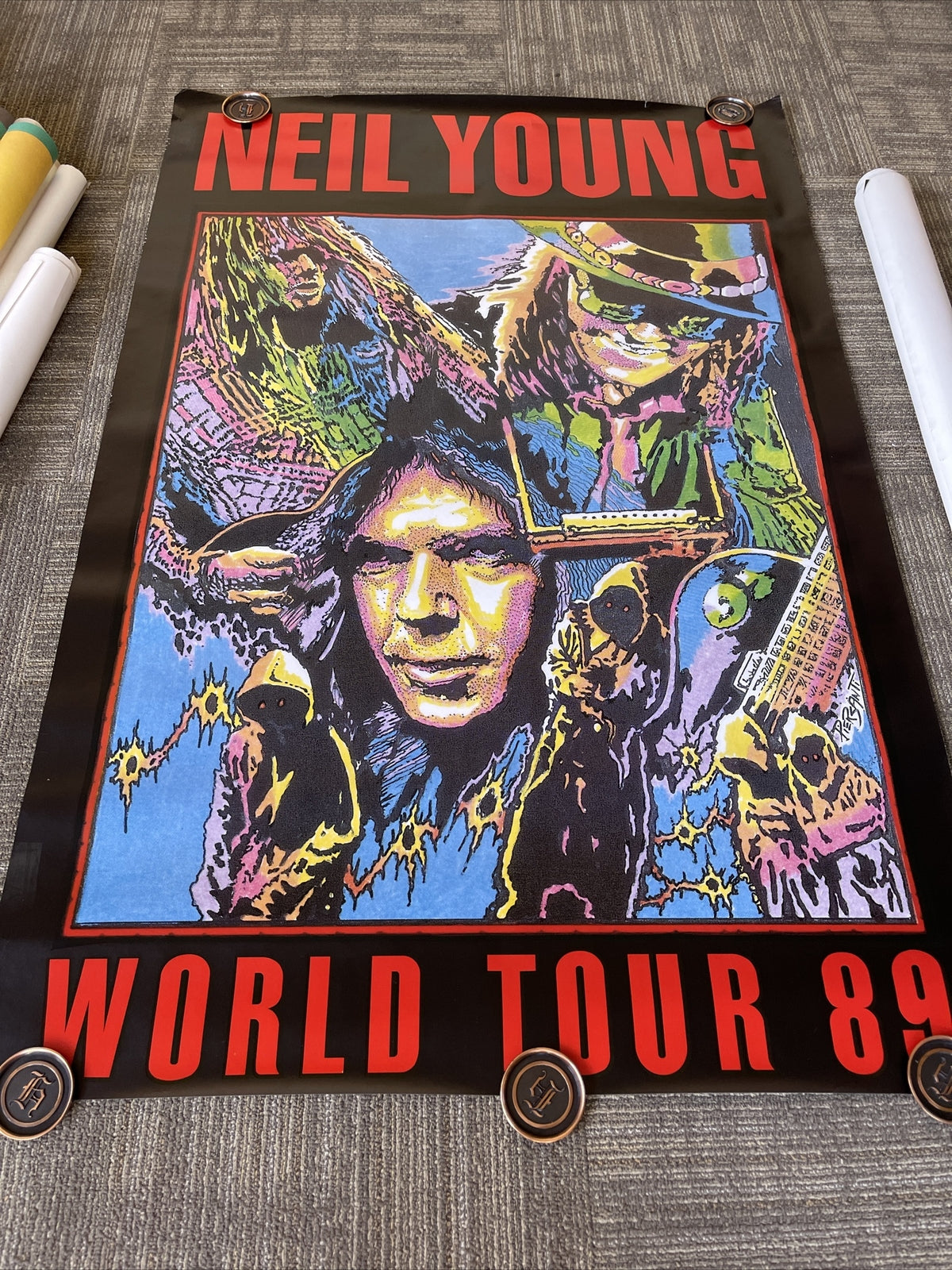 1989 Neil Young  World Tour huge promo Poster Subway Record Store 60x40 RaRe 360