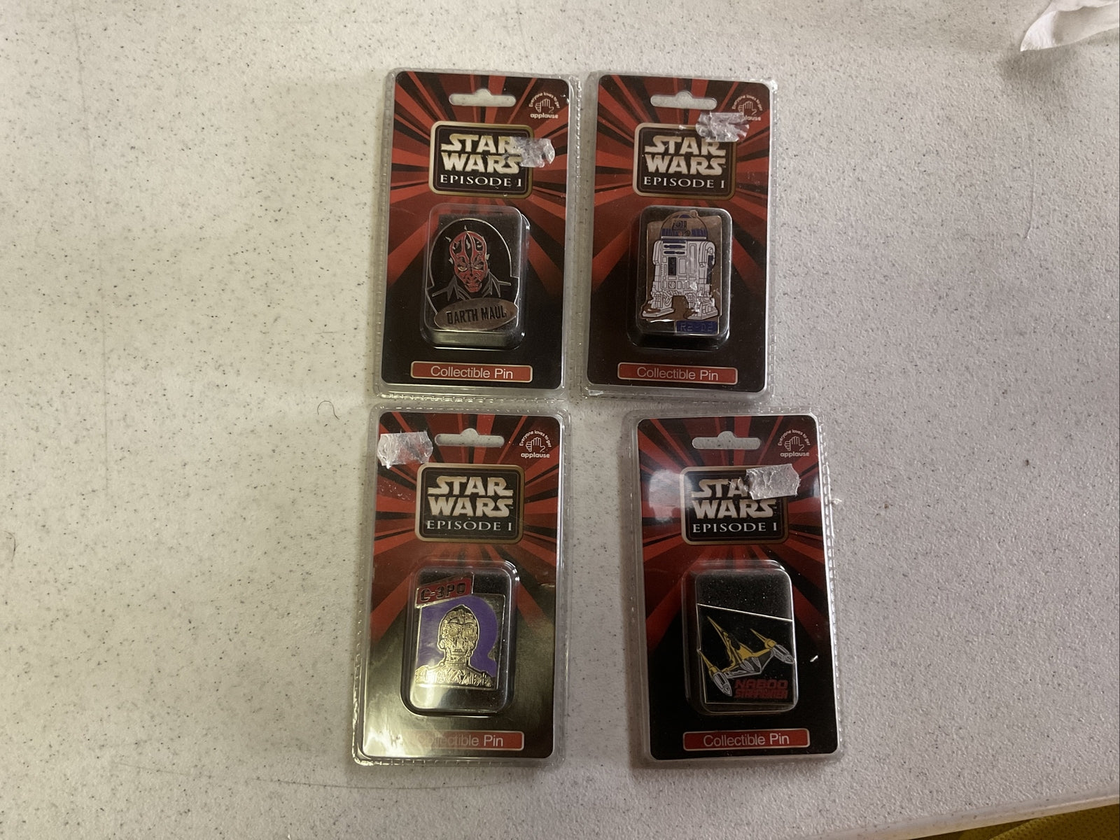 Vintage Star Wars Episode 1 Pins Lot Of 4 Sealed0