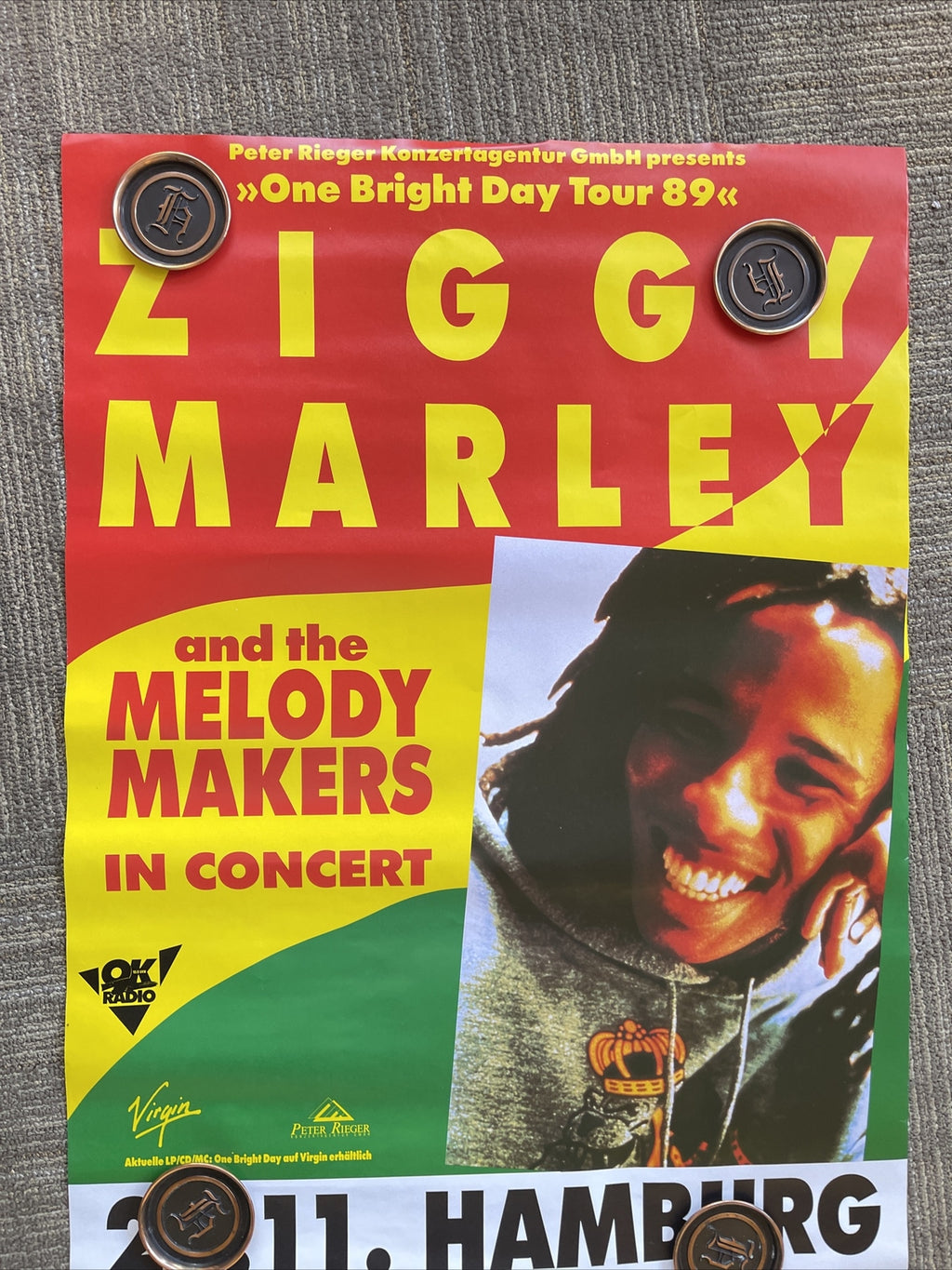 #88 1989 Ziggy Marley Melody Makers Concert Tour Promo Poster UK  33” X23”5