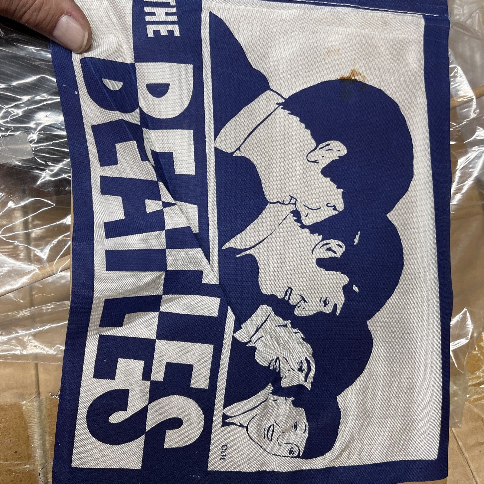 Vintage Beatles Official Souvenir Flag 1960s Original Rare 8” X 10”0