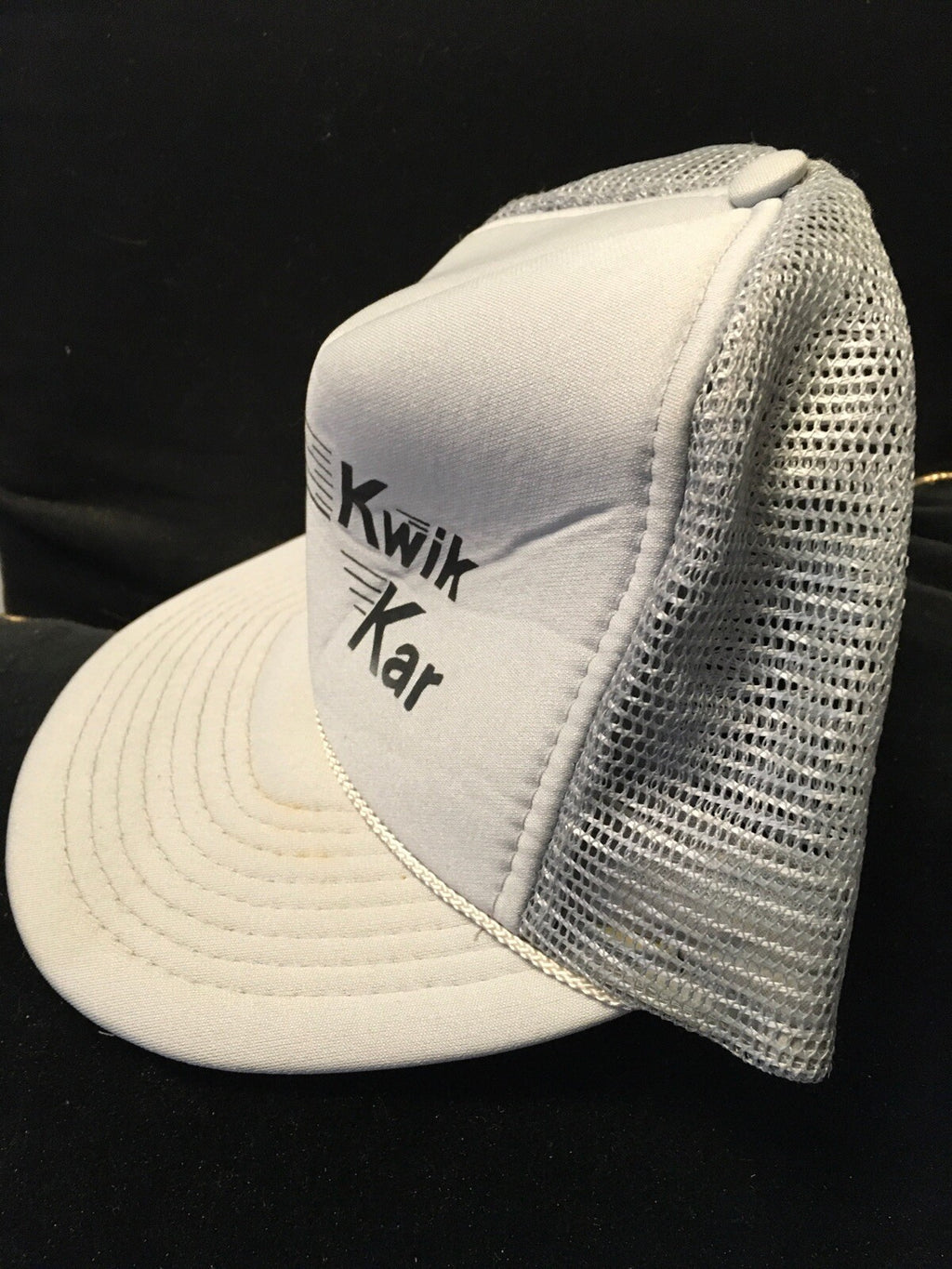 VINTAGE 70s 80s SNAPBACK TRUCKER KWIK KAR PRODUCTS 3 THREE STRIPE USA !!1