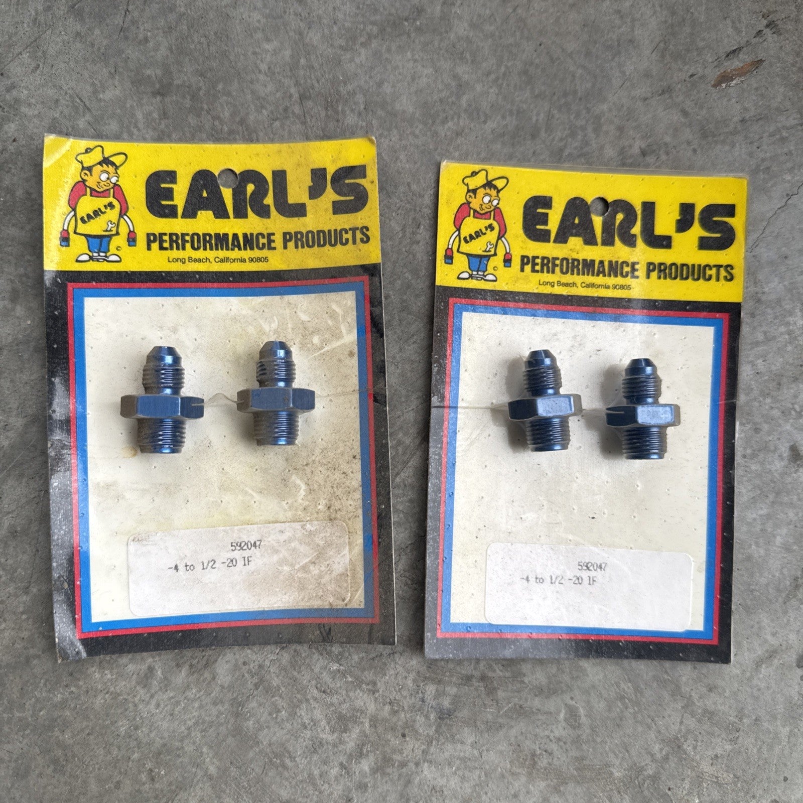 Earl's 592047 -4 to 1/2 -20 IF Fitting Adapter Lot of Two0