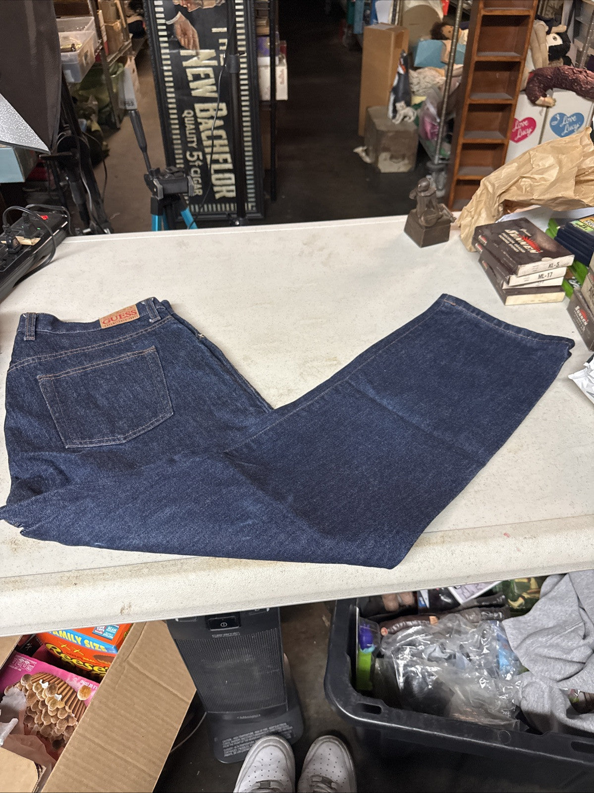 Vintage Guess Jeans Mens 34x32 Blue Made In USA Denim Pants Dark Wash straight0