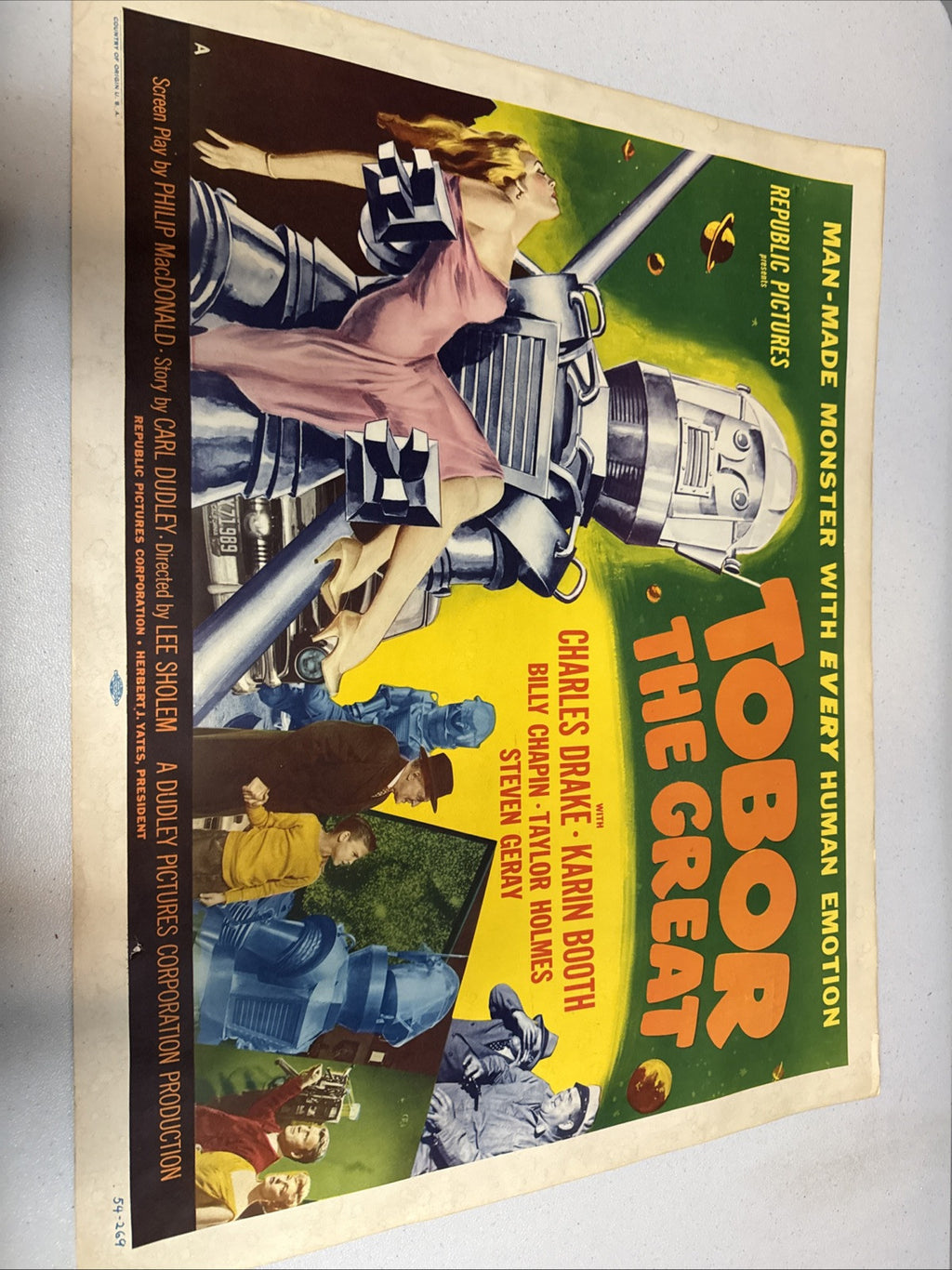 TOBOR THE GREAT ROBOT SCIENCE FICTION 1954 1/2 SHEET Movie Poster Original0